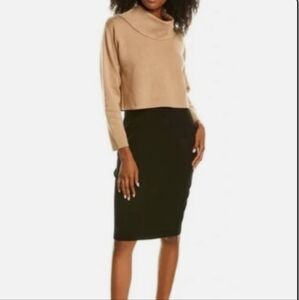 Elegant Tan and Black Women's Dress